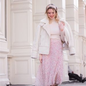 Topshop cream teddy biker moto jacket size 6